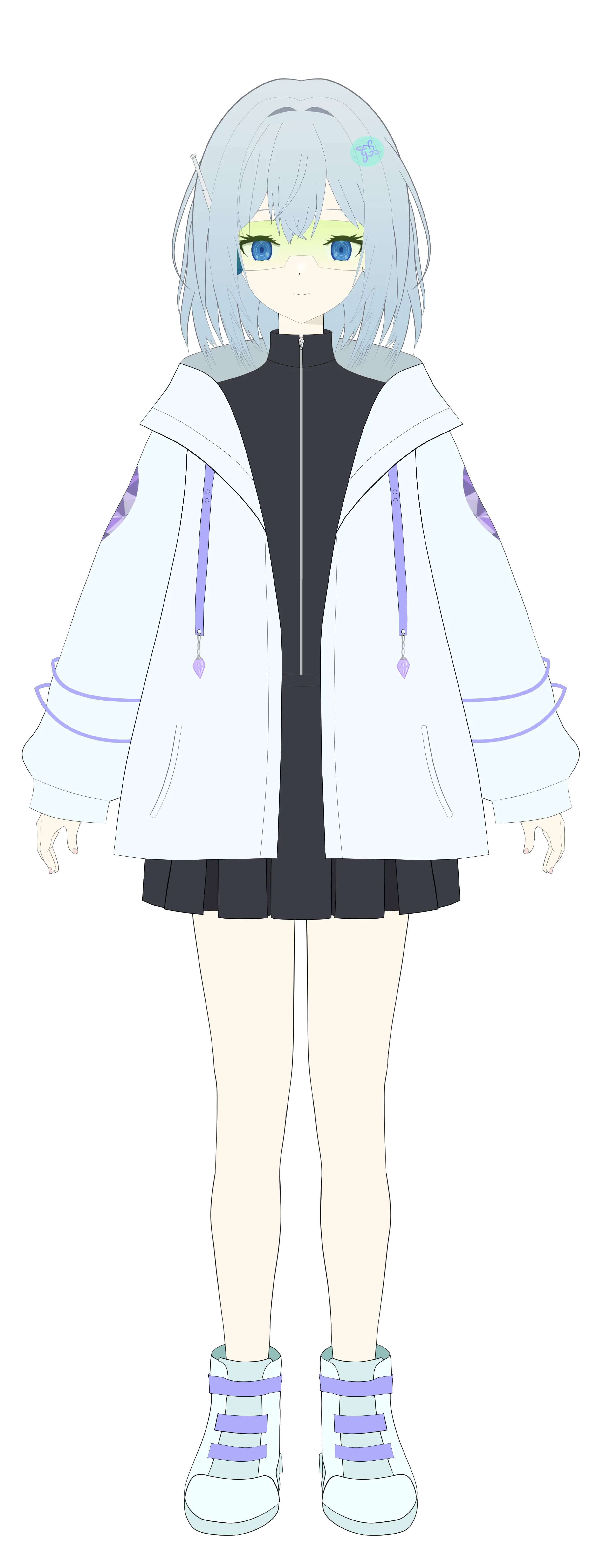 白銀の髪と青い瞳を持つフィオの立ち絵